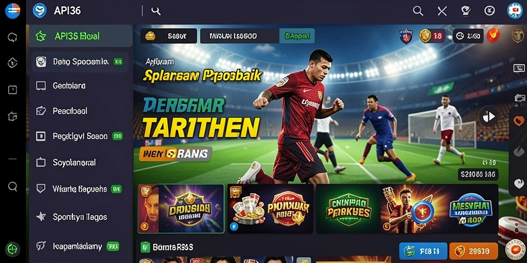 Tampilan utama API36 dengan berbagai pilihan taruhan olahraga.