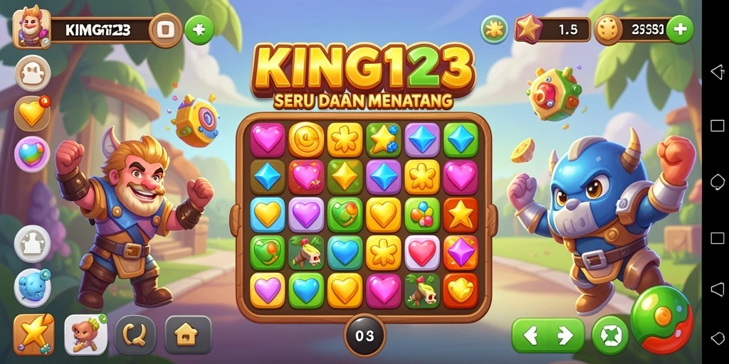 Tampilan gameplay KING123 yang penuh warna dan menantang.
