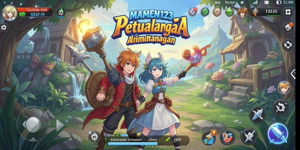 Tampilan gameplay MAMEN123 yang penuh action dan karakter anime.
