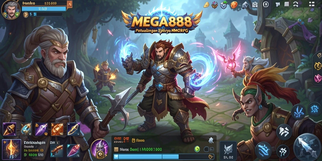 Screenshot gameplay MEGA888 yang menampilkan petualangan seru di dunia MMORPG.