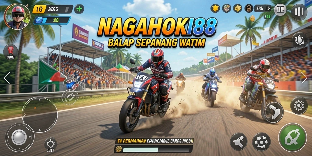 Tampilan gameplay balap yang mendebarkan dan penuh aksi.